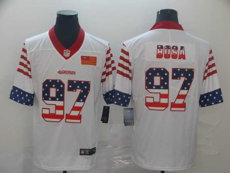 Nike 49ers 97 Nick Bosa White USA Flag Fashion Limited Jersey,We sell and wholesale Nike 49ers 97 Nick Bosa White USA Flag Fashion Limited Jersey on line form chian!